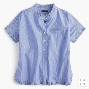 J.Crew Ruffle Trim Popover Short Sleeve Shirt